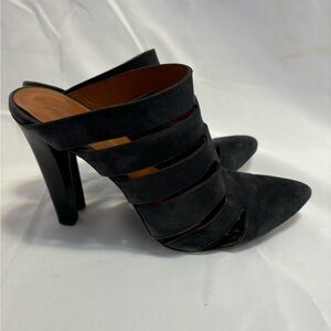 Rebecca Minkoff Dasa Mule Cutout Black Suede Leather Heel Shoes Women Size 8